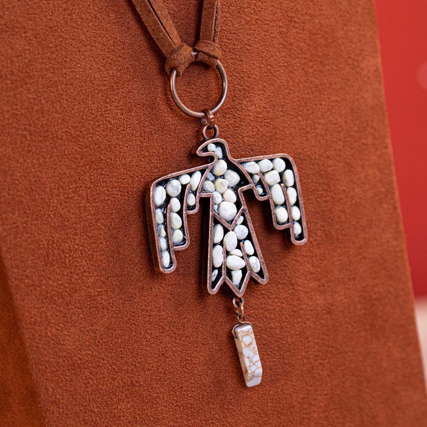 Wrangler Jewelry Sets Thunderbird Pendant Leather Necklace Earrings Set