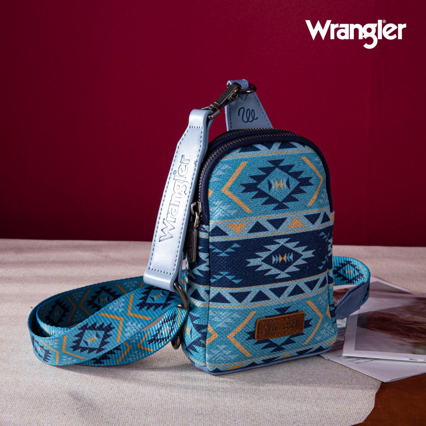 2024 New Wrangler Southwestern Print Canvas Crossbody/Sling/Chest Bag