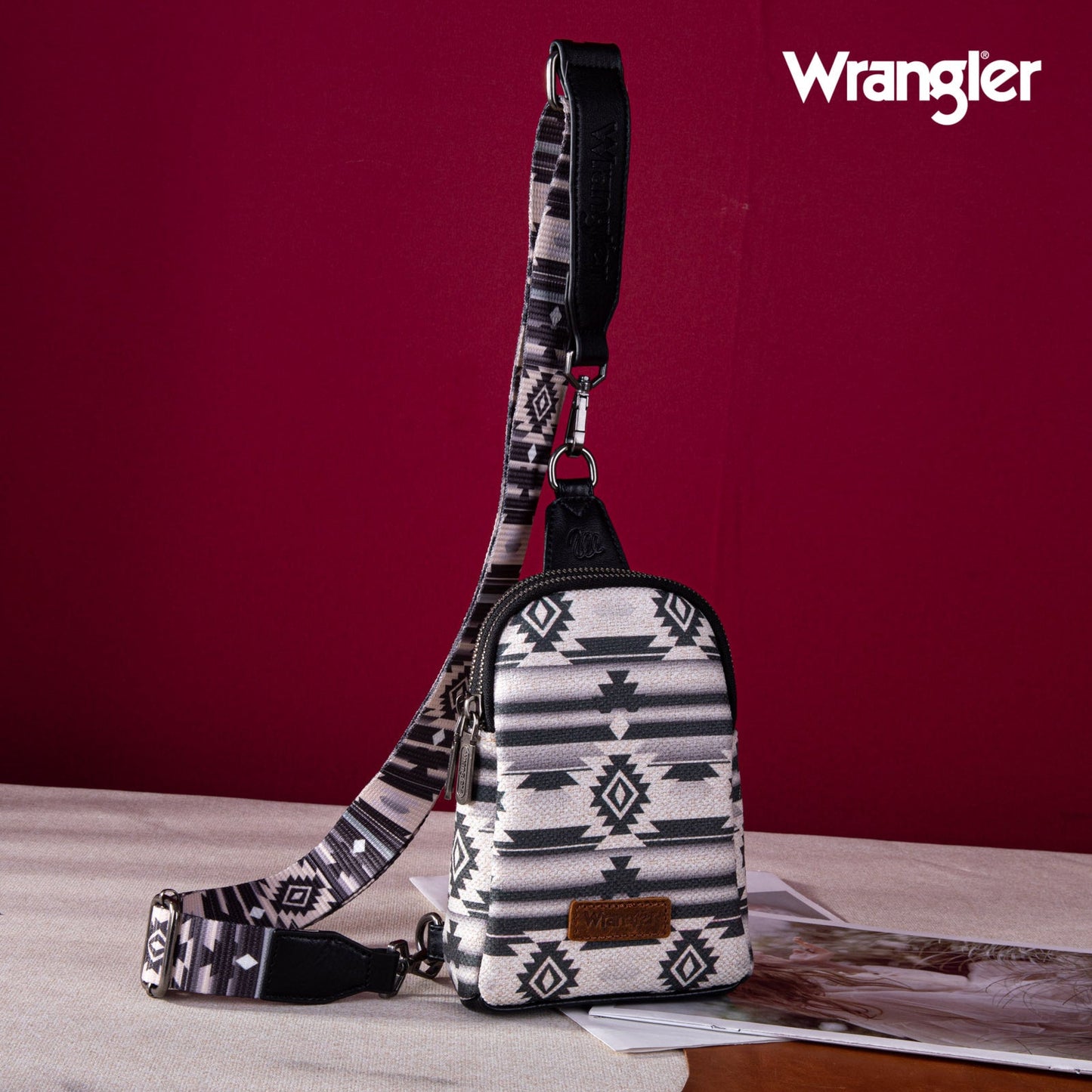 2024 New Wrangler Southwestern Print Canvas Crossbody/Sling/Chest Bag