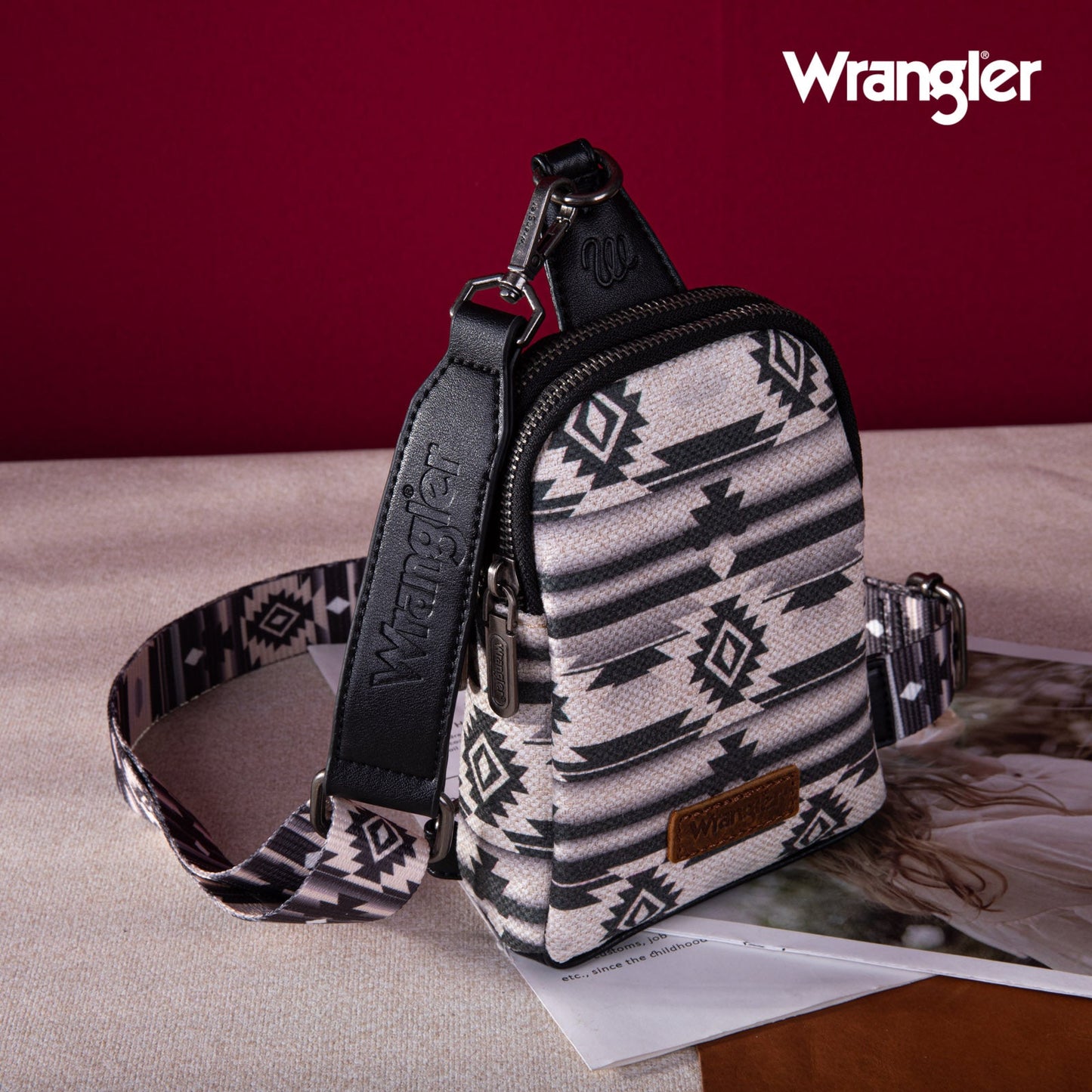 2024 New Wrangler Southwestern Print Canvas Crossbody/Sling/Chest Bag