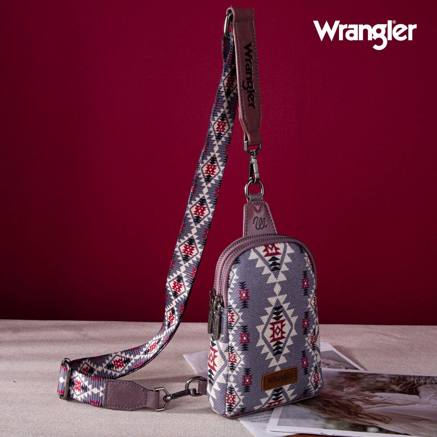 2024 New Wrangler Southwestern Print Canvas Crossbody/Sling/Chest Bag