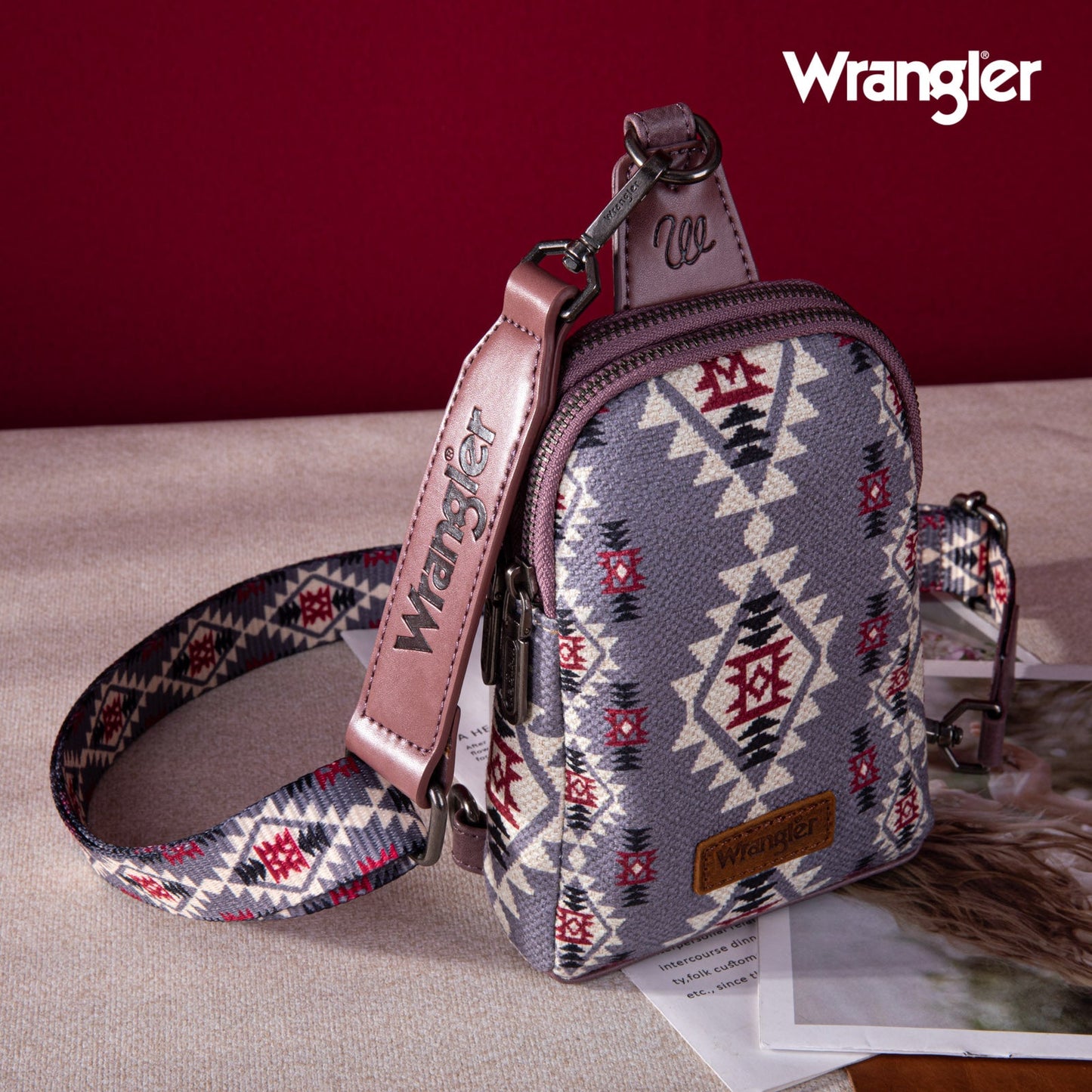 2024 New Wrangler Southwestern Print Canvas Crossbody/Sling/Chest Bag