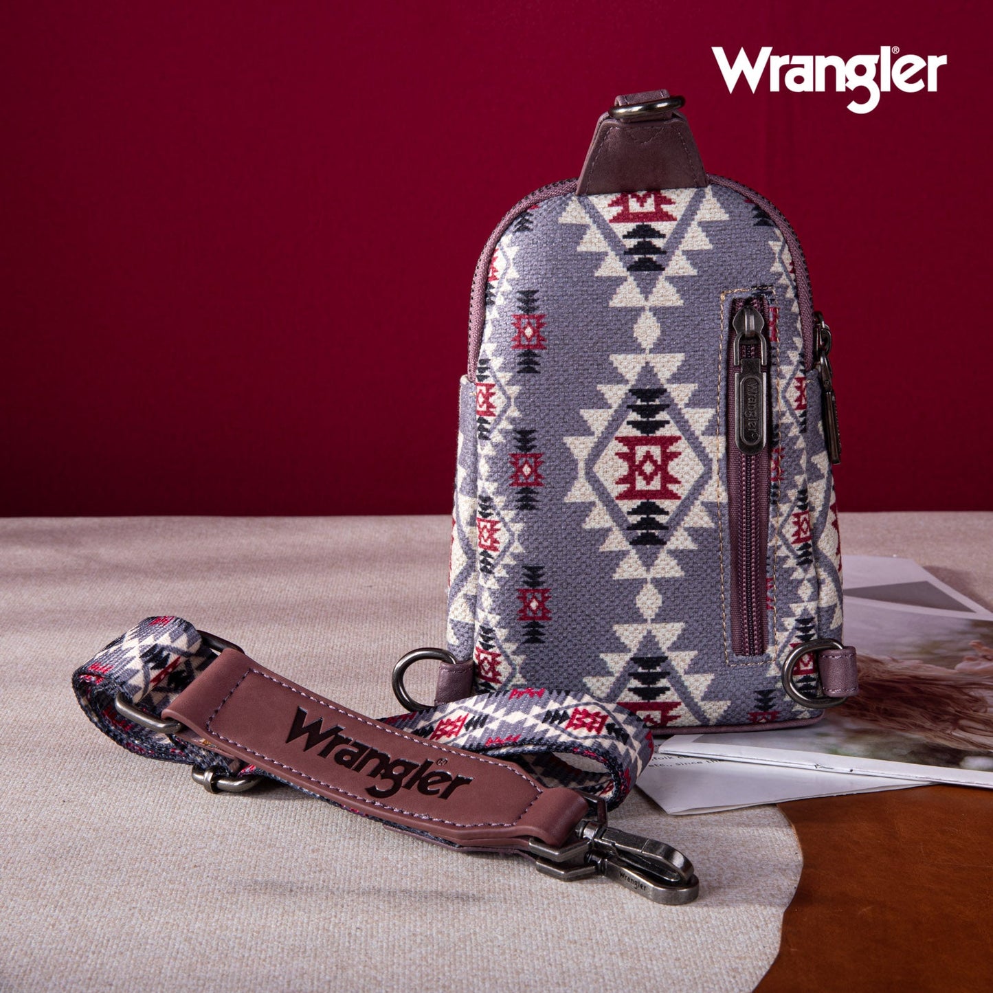 2024 New Wrangler Southwestern Print Canvas Crossbody/Sling/Chest Bag