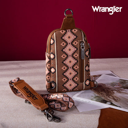 2024 New Wrangler Southwestern Print Canvas Crossbody/Sling/Chest Bag