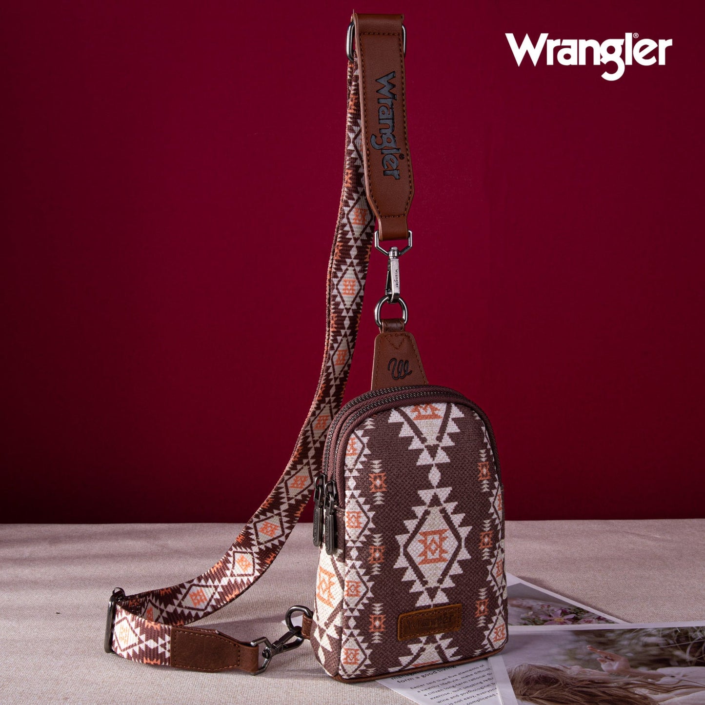 2024 New Wrangler Southwestern Print Canvas Crossbody/Sling/Chest Bag