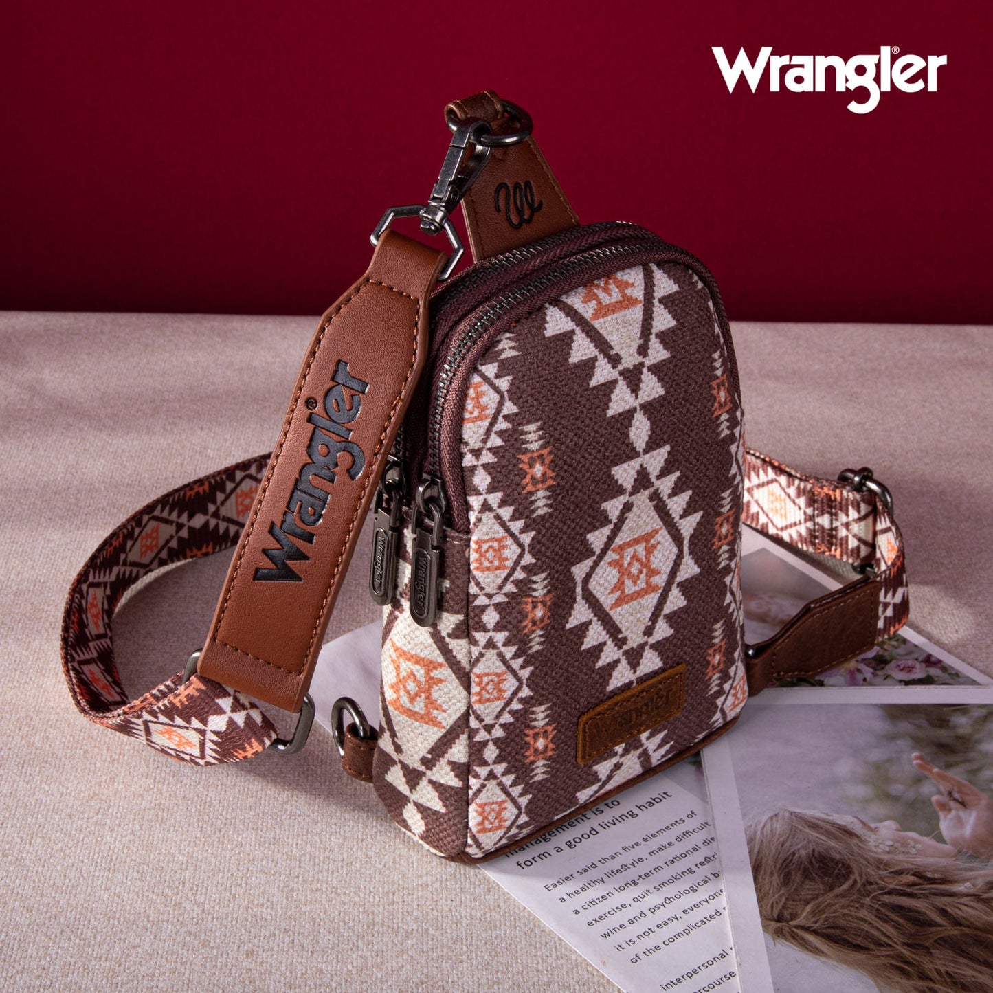 2024 New Wrangler Southwestern Print Canvas Crossbody/Sling/Chest Bag