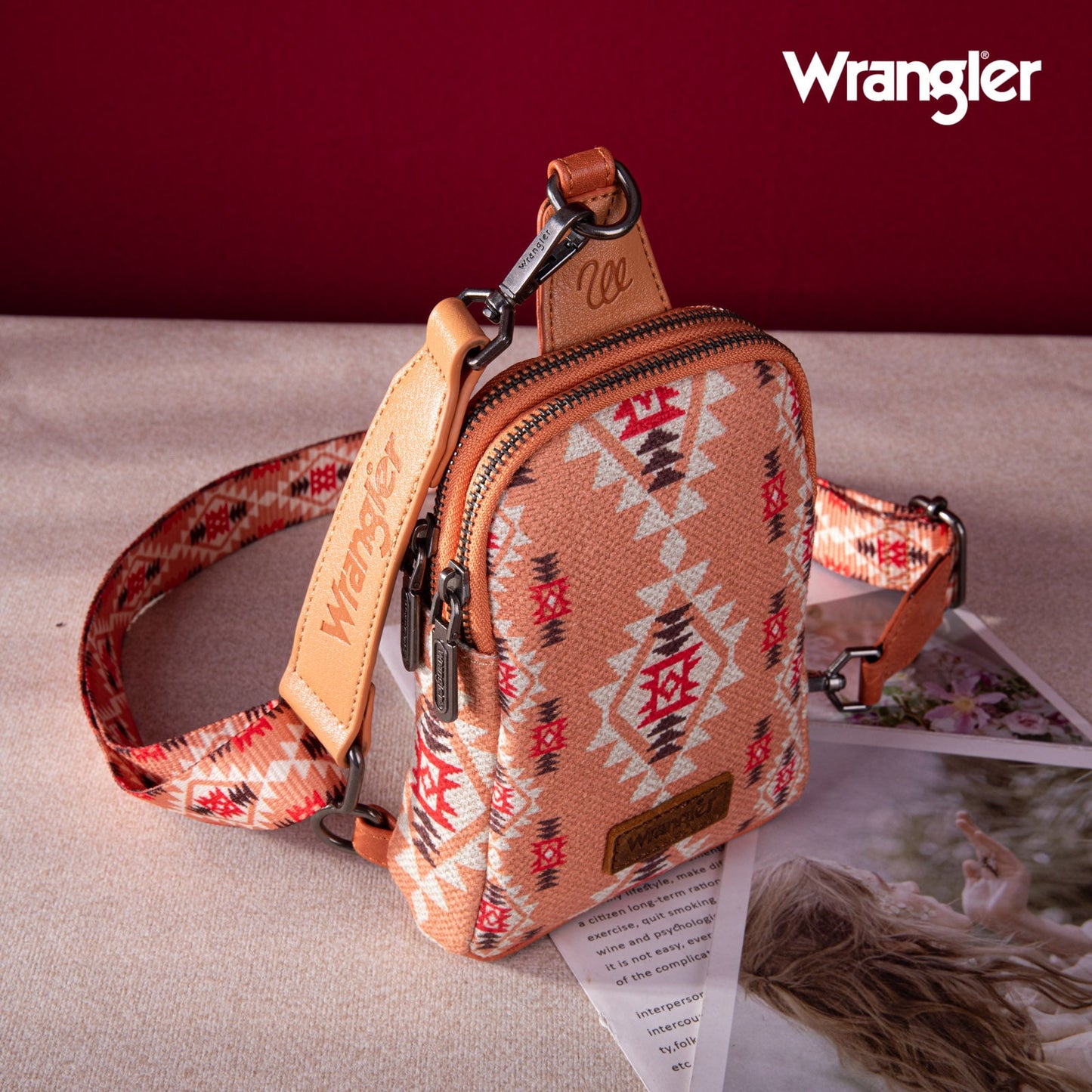 2024 New Wrangler Southwestern Print Canvas Crossbody/Sling/Chest Bag