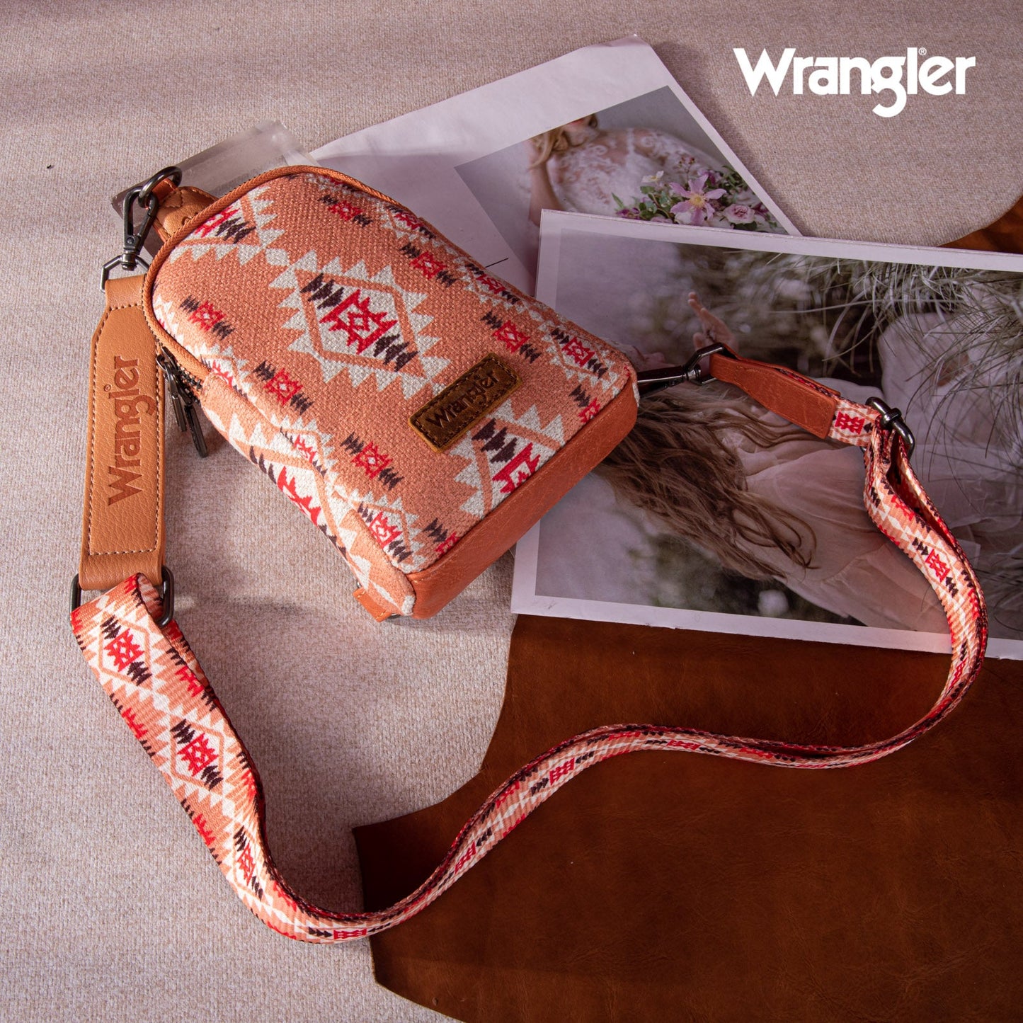 2024 New Wrangler Southwestern Print Canvas Crossbody/Sling/Chest Bag