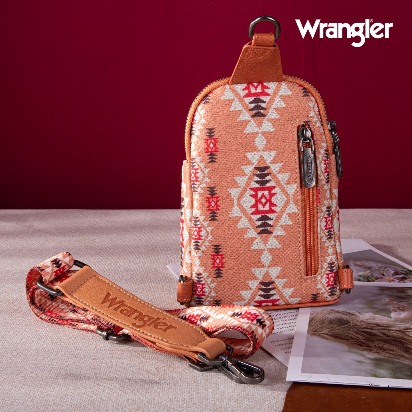 2024 New Wrangler Southwestern Print Canvas Crossbody/Sling/Chest Bag