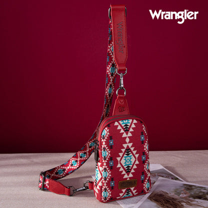 2024 New Wrangler Southwestern Print Canvas Crossbody/Sling/Chest Bag