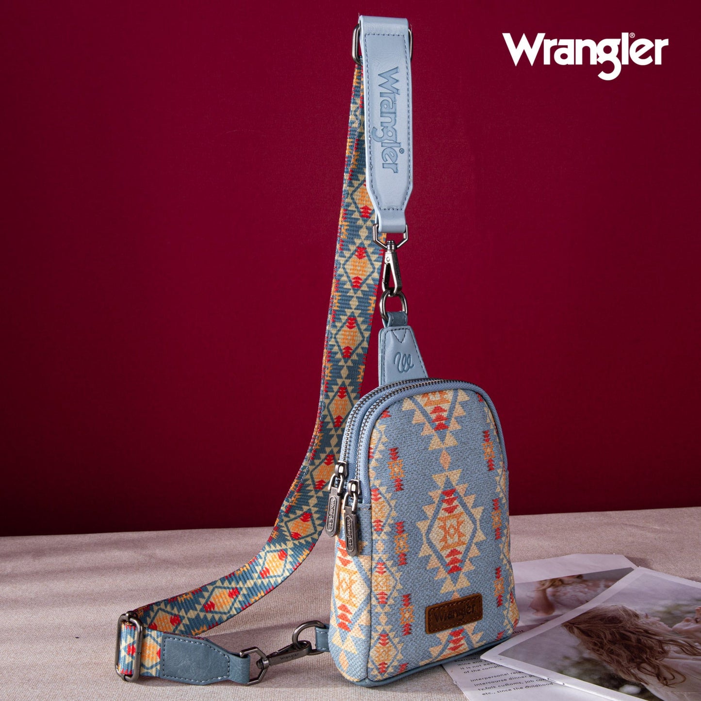 2024 New Wrangler Southwestern Print Canvas Crossbody/Sling/Chest Bag