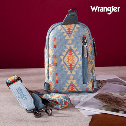 2024 New Wrangler Southwestern Print Canvas Crossbody/Sling/Chest Bag-Jean