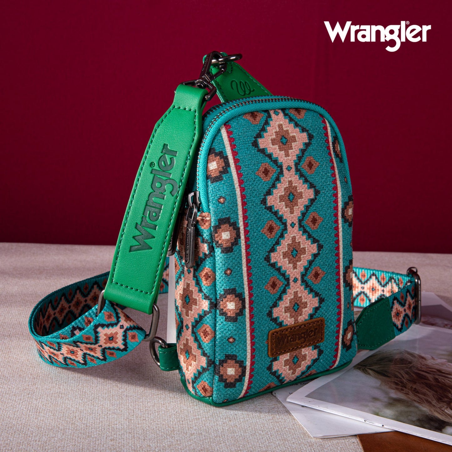 2024 New Wrangler Southwestern Print Canvas Crossbody/Sling/Chest Bag