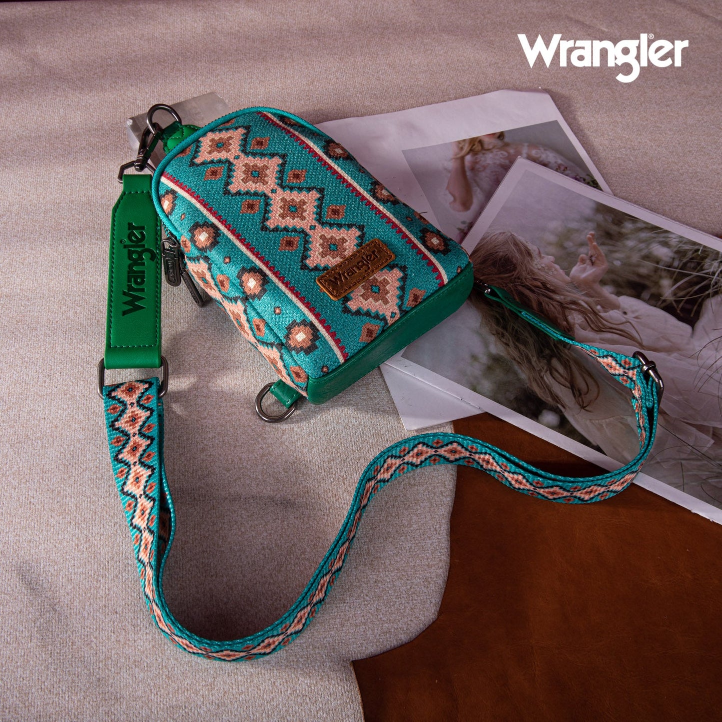 2024 New Wrangler Southwestern Print Canvas Crossbody/Sling/Chest Bag