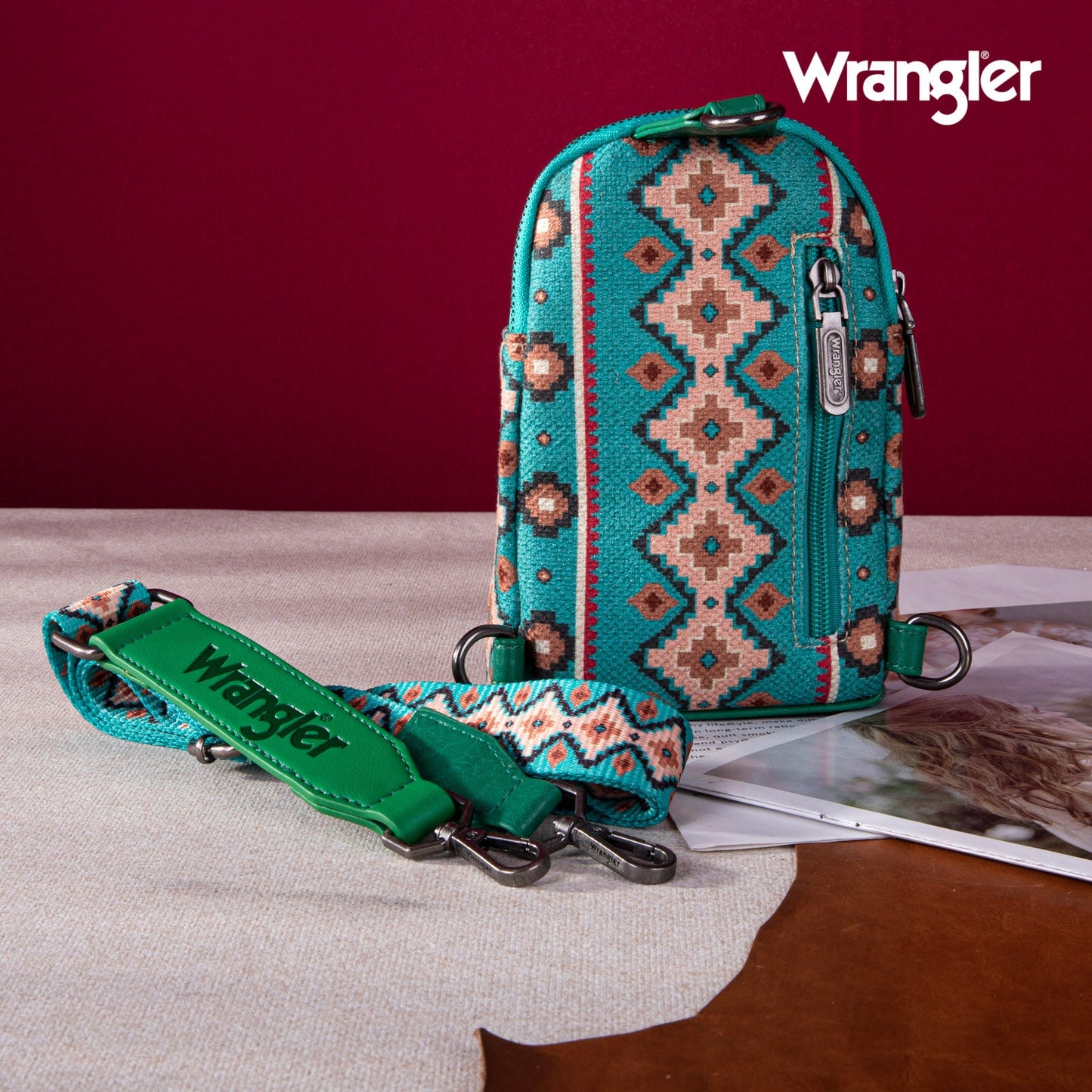 2024 New Wrangler Southwestern Print Canvas Crossbody/Sling/Chest Bag