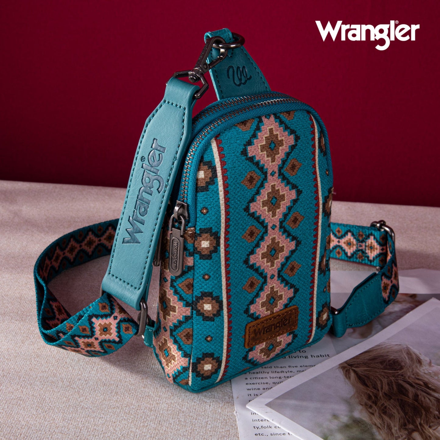 2024 New Wrangler Southwestern Print Canvas Crossbody/Sling/Chest Bag