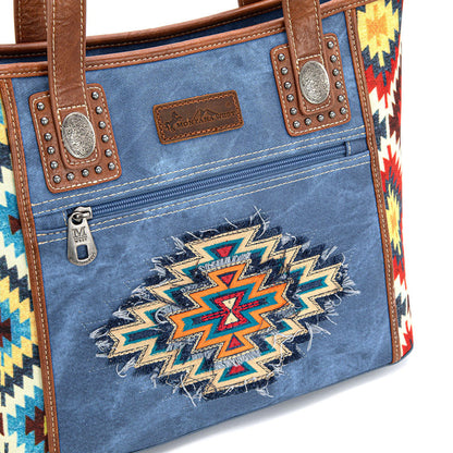 Montana West Aztec Jean Denim Collection Concealed Carry Tote