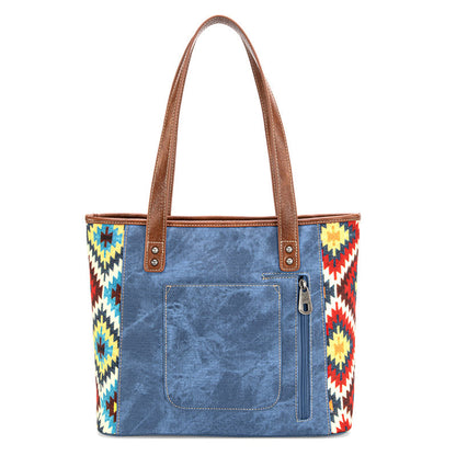 Montana West Aztec Jean Denim Collection Concealed Carry Tote