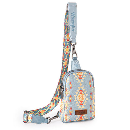 2024 New Wrangler Southwestern Print Canvas Crossbody/Sling/Chest Bag-Jean