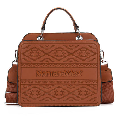 Montana West Floral Embossed Leather Tote/Crossbody Bag