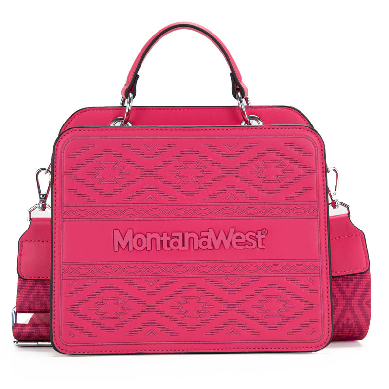 Montana West Floral Embossed Leather Tote/Crossbody Bag