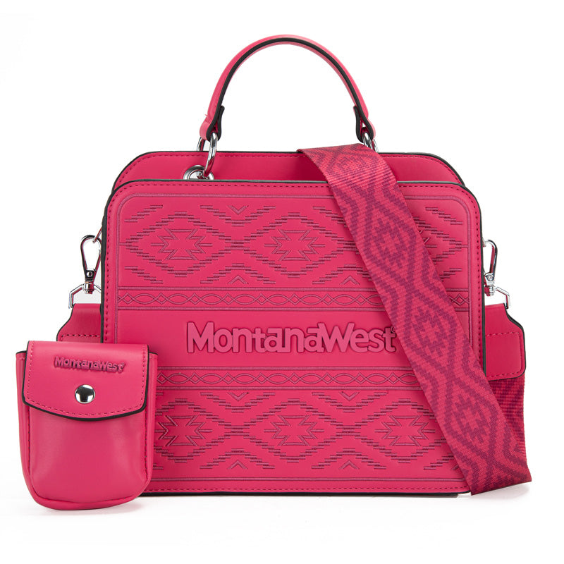 Montana West Floral Embossed Leather Tote/Crossbody Bag