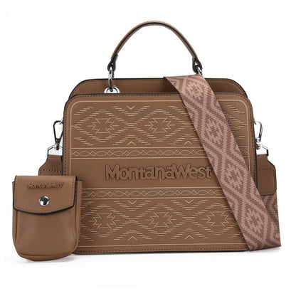 Montana West Floral Embossed Leather Tote/Crossbody Bag