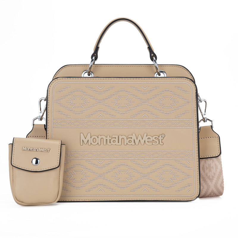 Montana West Floral Embossed Leather Tote/Crossbody Bag