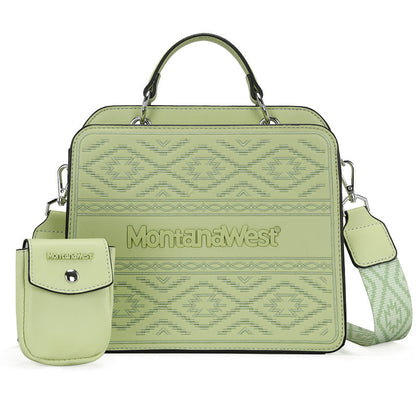 Montana West Floral Embossed Leather Tote/Crossbody Bag