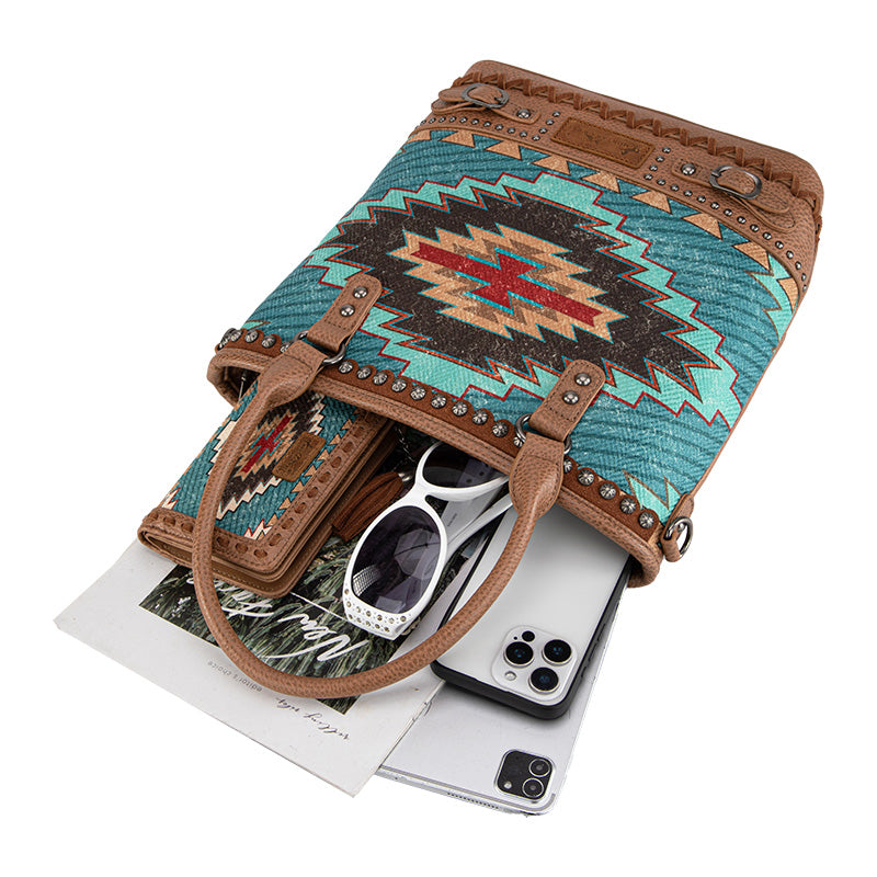 Montana West Aztec Embroidered Concealed Carry Tote Bag