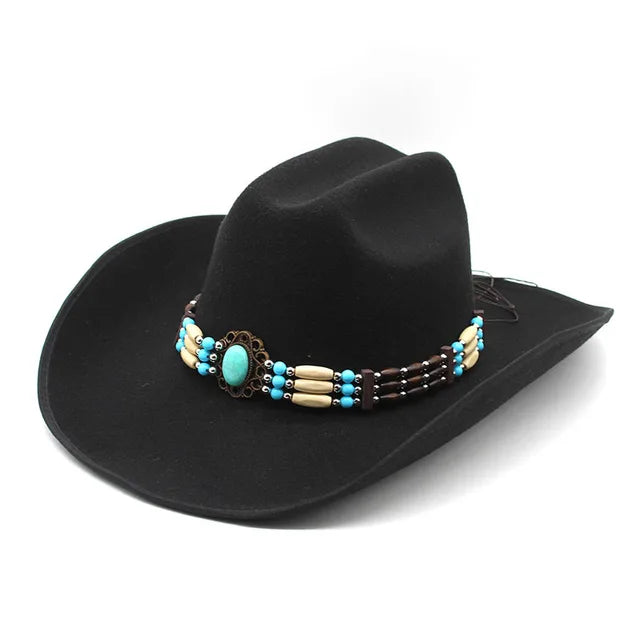 Artificial Wool Wide Brim Cowboy Hat