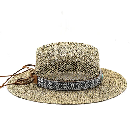 Breathable Hollow Wide Brim Straw hat