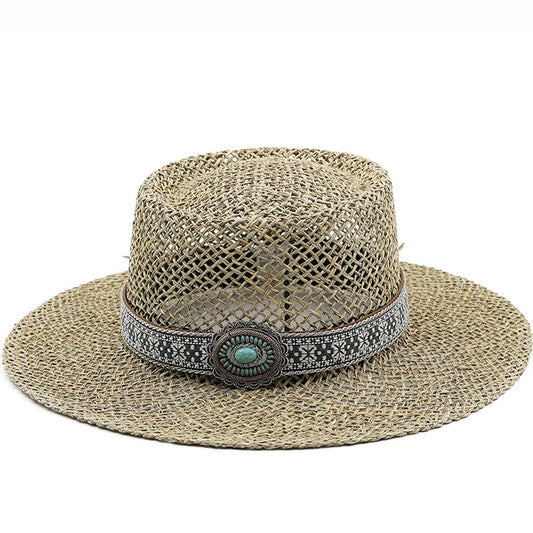 Breathable Hollow Wide Brim Straw hat