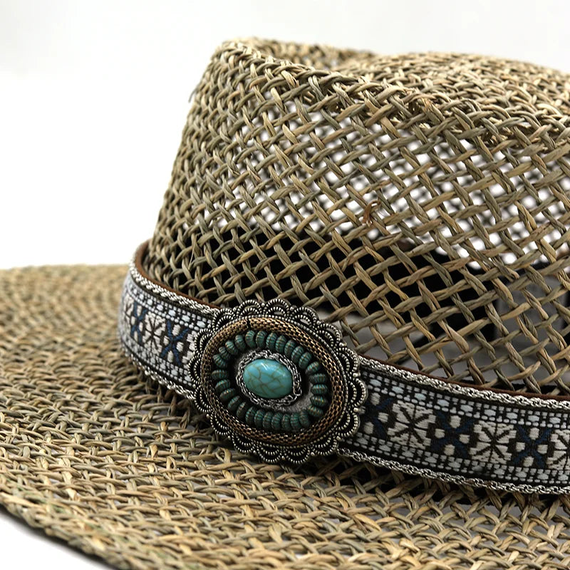 Breathable Hollow Wide Brim Straw hat