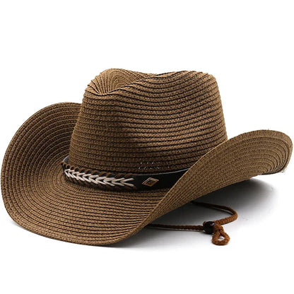 Straw Woven Leather Decorative Cowboy Hat