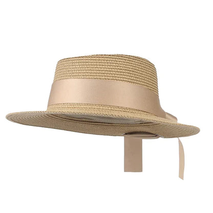 Ribbon Wide Brim Panama Summer Hat