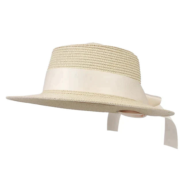 Ribbon Wide Brim Panama Summer Hat