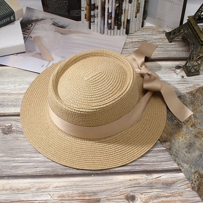 Ribbon Wide Brim Panama Summer Hat