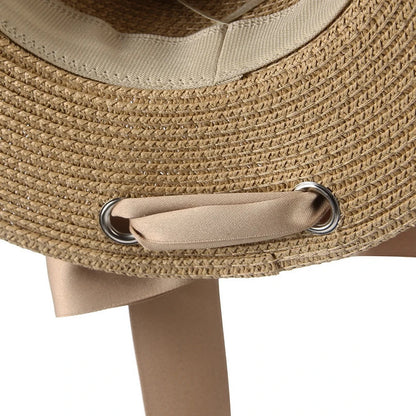 Ribbon Wide Brim Panama Summer Hat