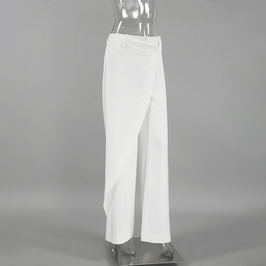 Casual Straight Leg Asymmetrical Pants