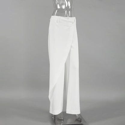 Casual Straight Leg Asymmetrical Pants