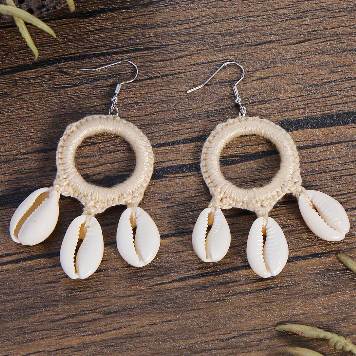 Boho Style Shell Beaded Braided Earrings