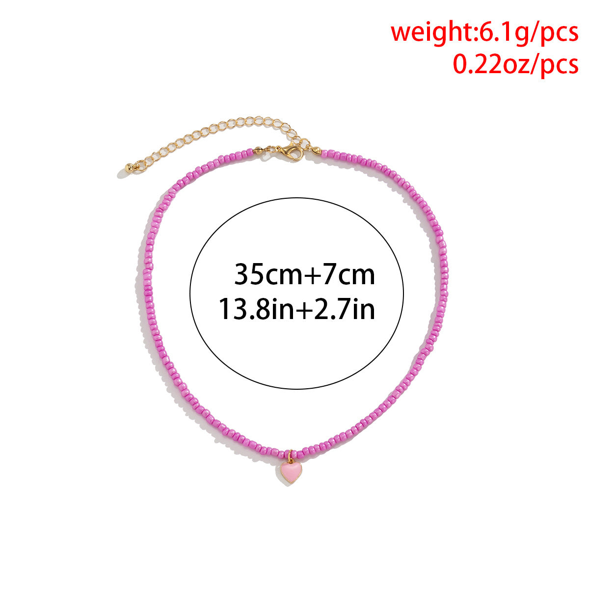 Beaded Heart-Shaped Pendant Necklace