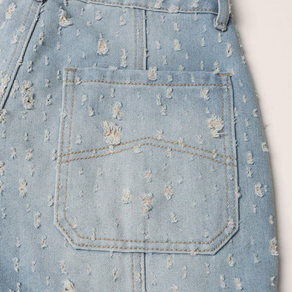 Frayed Denim Overalls