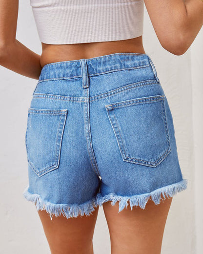 Claire High Rise Distressed Jean Shorts