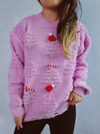 Plush Christmas Tree 3D Decorated Knit Sweater