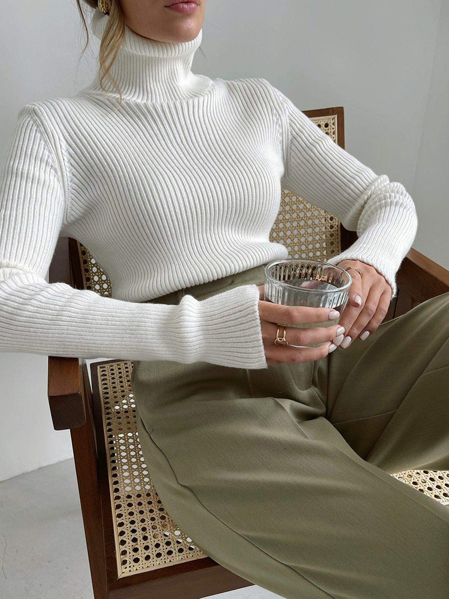 Threaded High Neck Long Sleeve Top