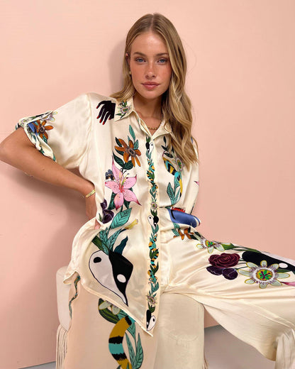 Tropical Soul Satin Shirt & Pants Set