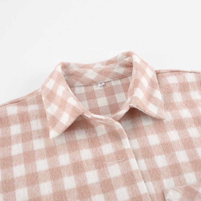 Pink Plaid Brushed Shirt