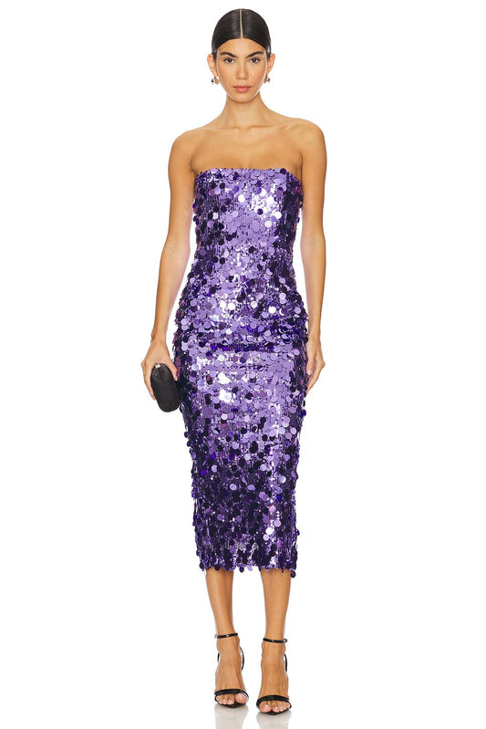 Sequin Strapless Midi Dress